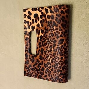 Bijoux Terner Leopard Print Clutch with Gold Chain NWT